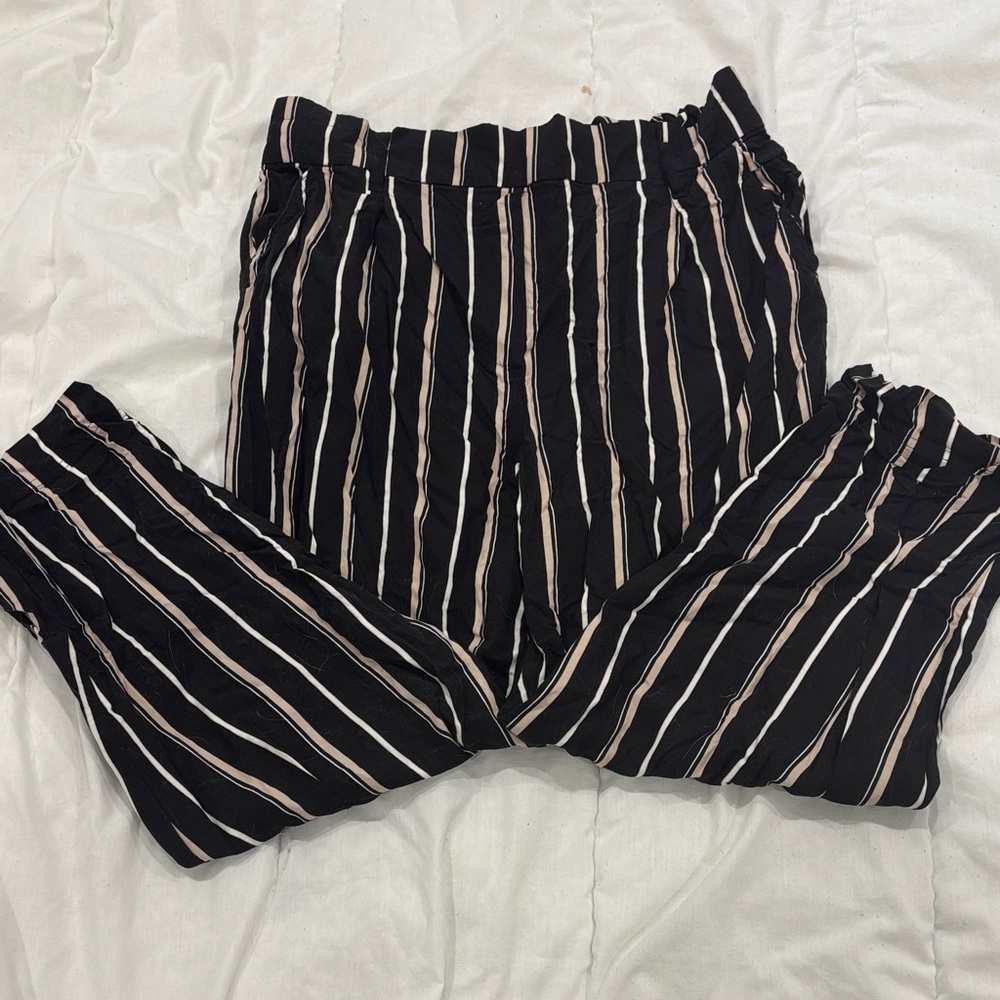H&M Black and White Striped Casual Bottoms